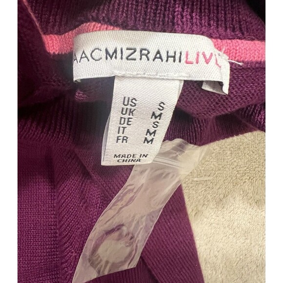 Isaac Mizrahi Live Women's Top Magenta Scalloped Hem Bell Sleeve Sweater Small - Picture 5 of 6